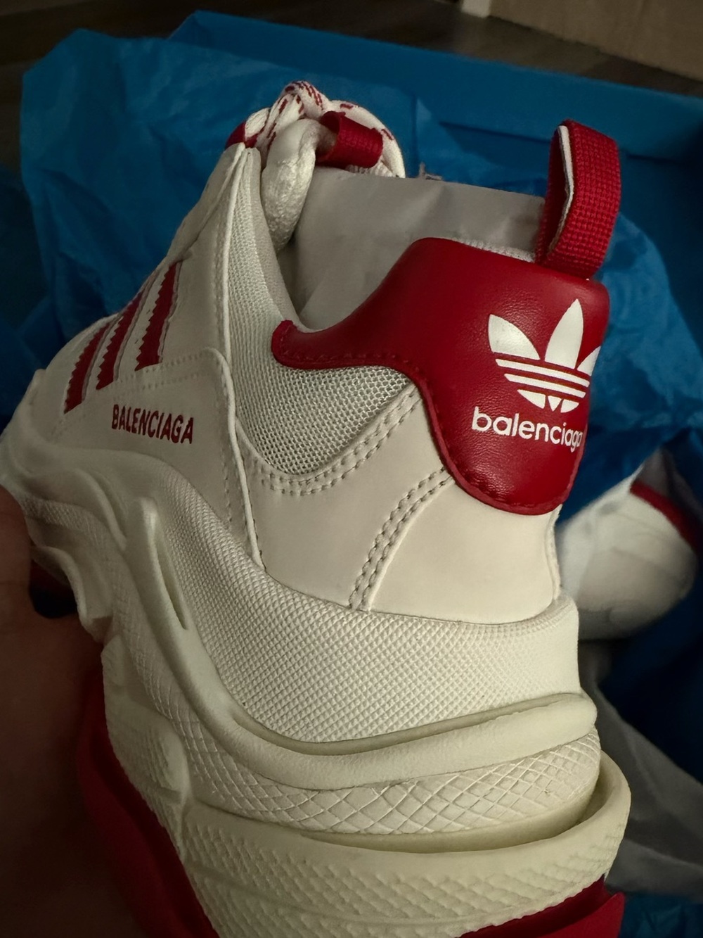 Balenciaga x Adidas & White and Maroon Chunky Sneaker